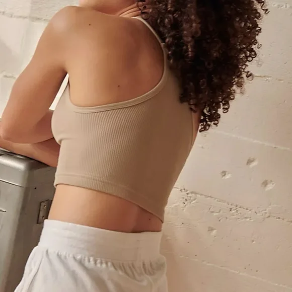 6. Free People Movement Happiness Runs Crop Brushed Taupe - Picture 7 of 17